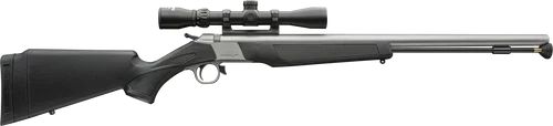 CVA Wolf Optic 50 Caliber 24" Stainless Steel Barrel & Drilled & Tapped Stainless Steel Receiver, Fixed Black Stock, KonusShot 3-9x32mm