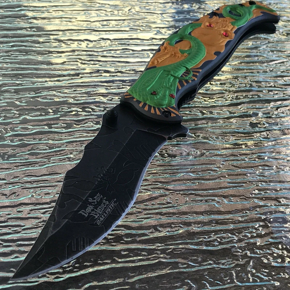 Dark Side Blades Spring Assisted Tactical Fantasy Cobra Snake Knife