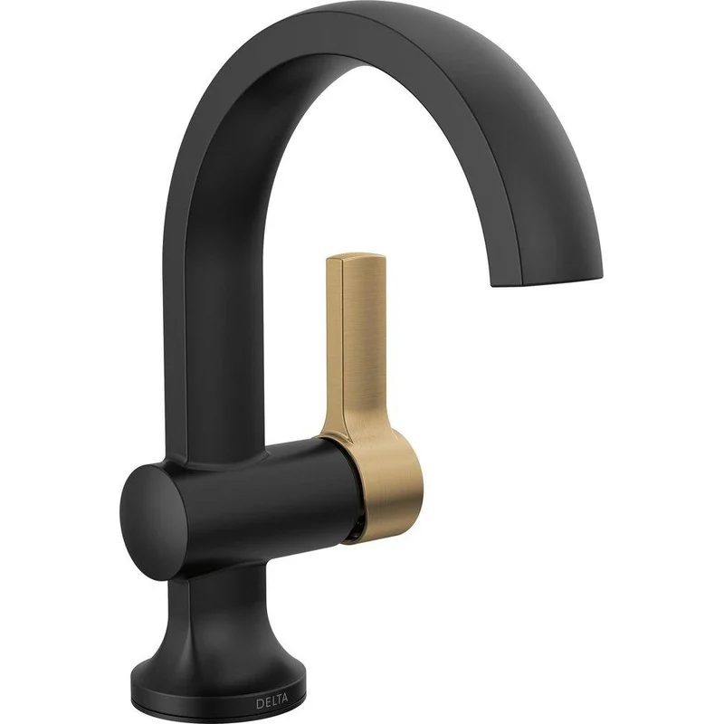 Delta Faucet Albion Single Handle Monoblock Bathroom Sink Faucet in Matte Black/Champagne Bronze | Ferguson