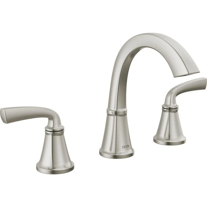 Delta Faucet Geist Two Handle Widespread Bathroom Sink Faucet in SpotShield Brushed Nickel | Ferguson