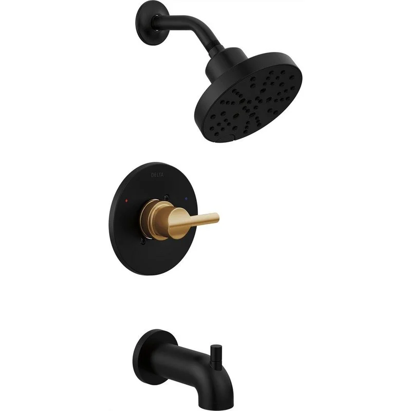 Delta Faucet Nicoli Single Handle Multi Function Bathtub & Shower Faucet in Matte Black | Ferguson