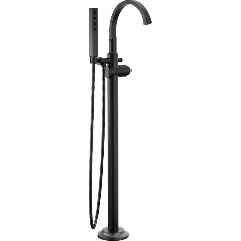Delta Faucet Tetra Floor Mount Filler with Handshower in Matte Black (Handle Sold Separately) (Trim Only) | Ferguson