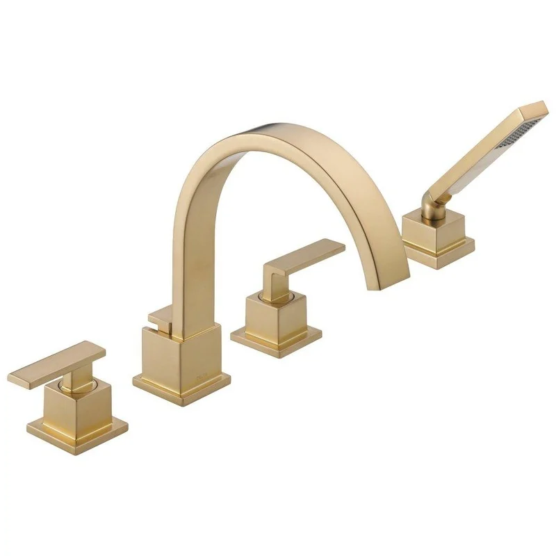 Delta Faucet Vero Two Handle Roman Tub Faucet with Hand Shower in Brilliance Champagne Bronze (Trim Only) | Ferguson
