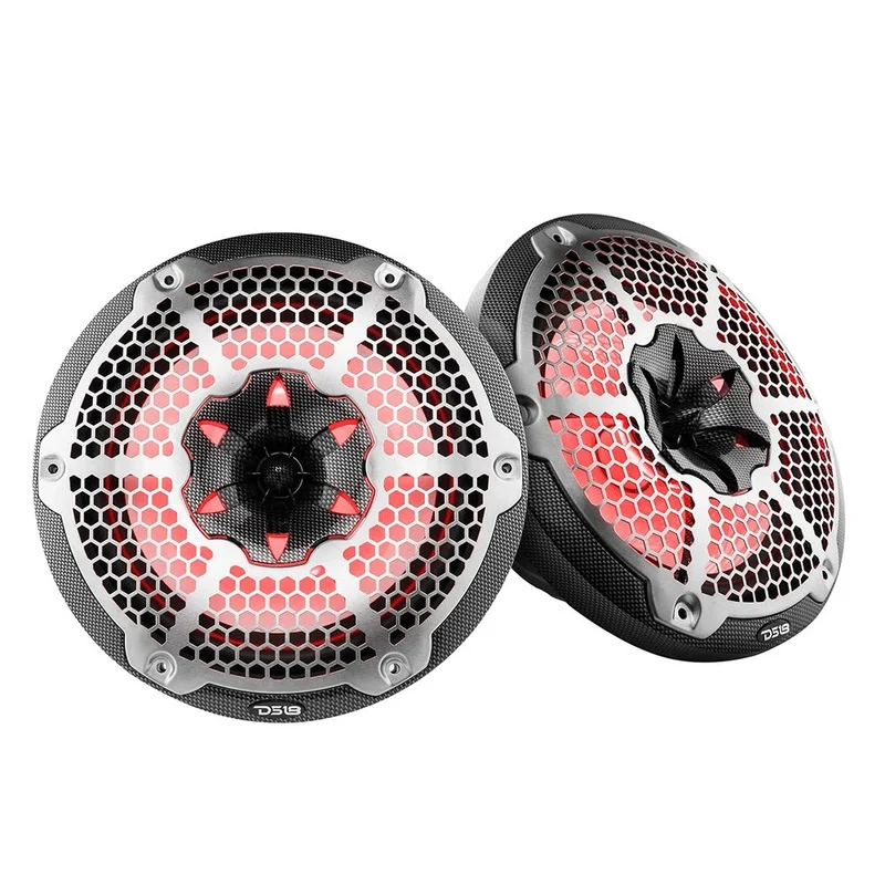 DS18 HYDRO 10 2-Way Speakers w/Bullet TweeterIntegrated RGB LED Lights – Carbon Fiber [CF-10M]