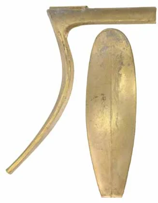 Early Hawken Rifle Buttplate, wax cast brassOverall length 4-7/8", width 1-7/16", comb 3-1/8"