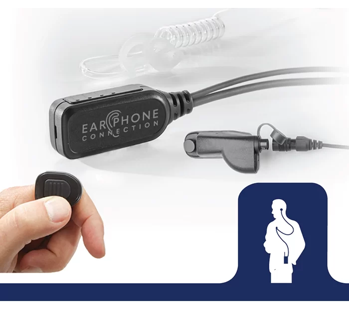 Earphone Connection Combination Hawk Lapel Microphone, RF Wireless Quick Release Multi Pin Adapter, and PTT Kit