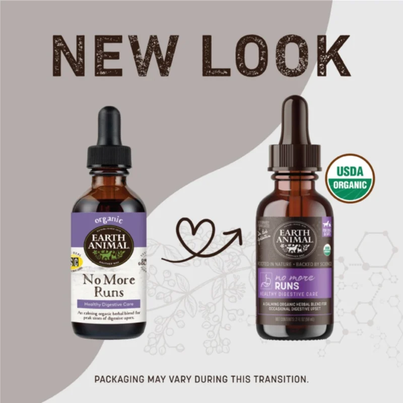 Earth Animal Apothecary No More Runs Organic Herbal Liquid Digestive SupplementFor Dogs & Cats