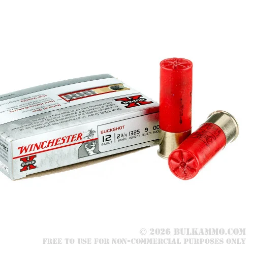 5 Rounds of 12ga Ammo by Winchester Super X-00 Buck
