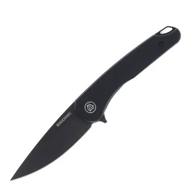 EIKONIC Knives Dromas Night Black G10 3.25in Stonewash Plain Drop Point EIK440BB