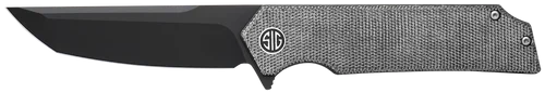 Eikonic Tsuru 3.30" Folding Tanto Plain Black PVD 154CM SS Blade, 4.20" Salt & Pepper Micarta Handle