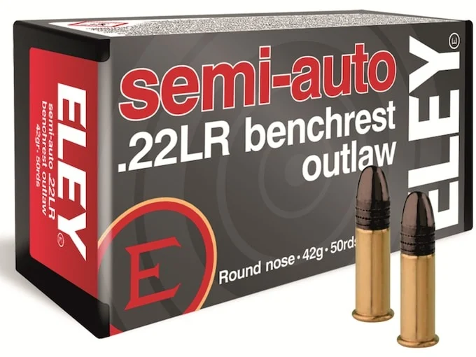 Eley Semi-Auto Benchrest Outlaw Ammunition 22 Long Rifle 42 Grain Lead Round Nose