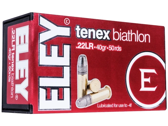 Eley Tenex Biathlon Ammunition 22 Long Rifle 40 Grain Lead Flat Nose