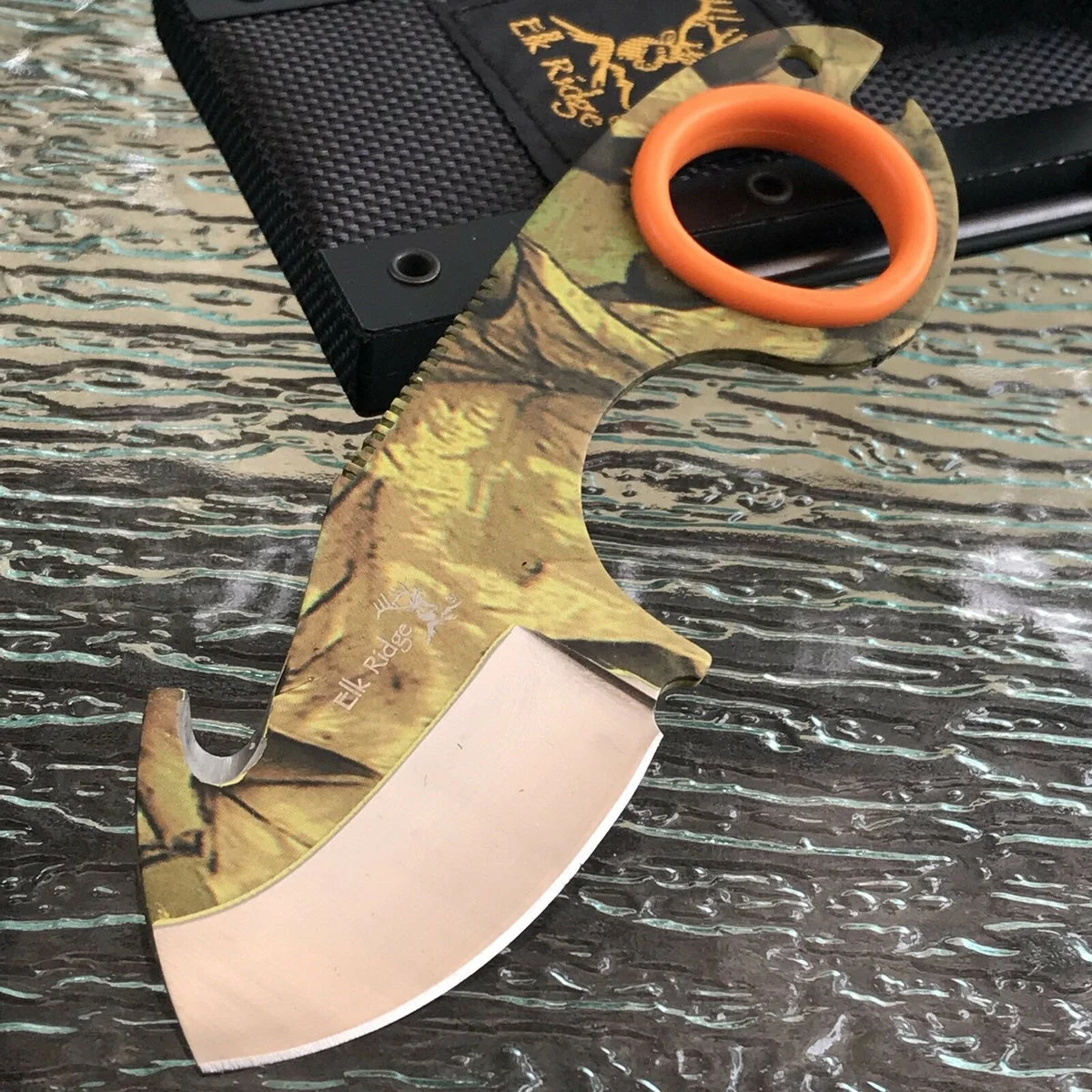 Elk Ridge Outdoor Camo Full Tang Gut Hook Hunting Skinner Knife ER-127