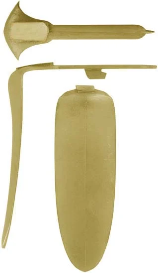 English Buttplate, classic square oval, wax cast brassOverall length 5-1/8", width 1-3/4", comb 4-1/16"