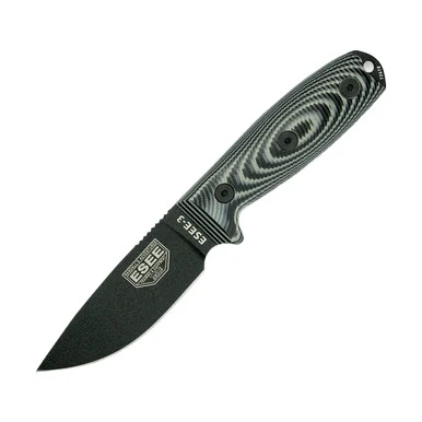 ESEE 3 Fixed Blade Gray and Black 3D G-10 3.88in Plain Black
