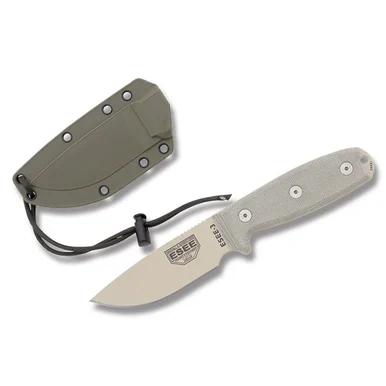 ESEE 3 Fixed Blade Knife 3PM Tan Blade/OD Green with MOLLE Sheath ESEE3PMMBDT