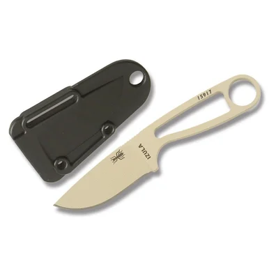 ESEE Izula Survival Kit Fixed Blade Knife 3.63in Plain Skeletonized Desert Tan IZULADTKIT