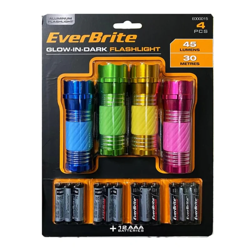Everbrite E000015 4pcs Glow in the Dark Flashlight Set (45 lumens | 30 m)