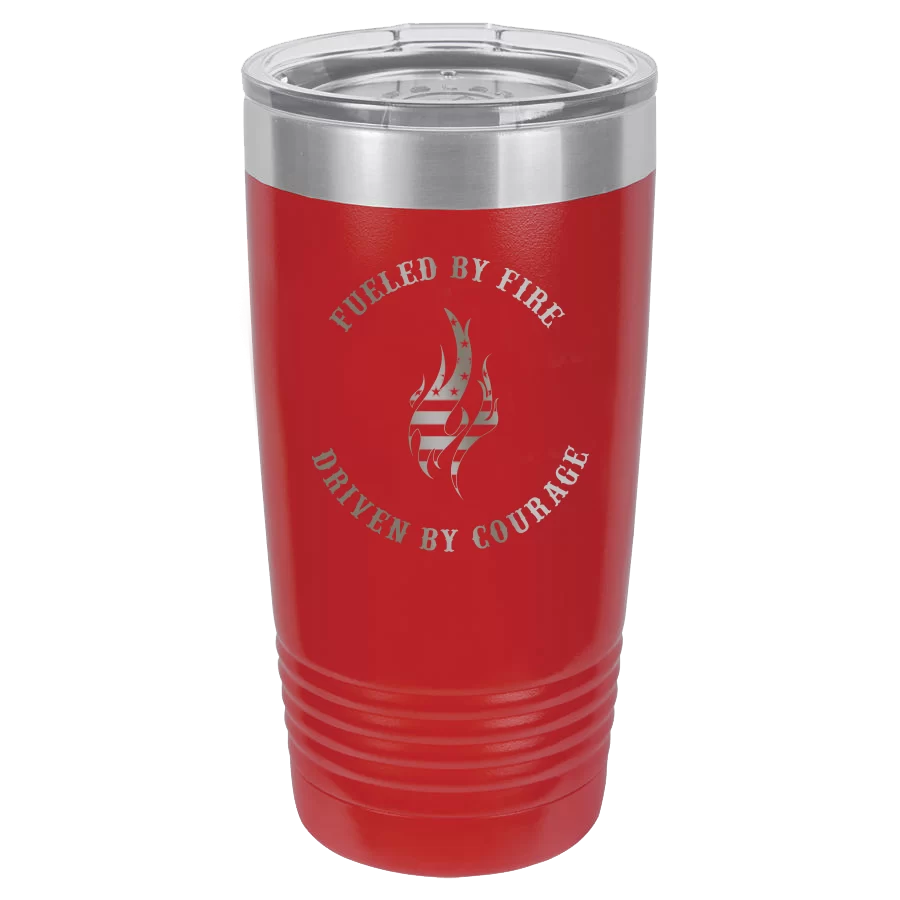 Exclusive JDS Polar Camel 20 oz Ringneck Tumbler with Fueled By Fire Driven By Courage Flame