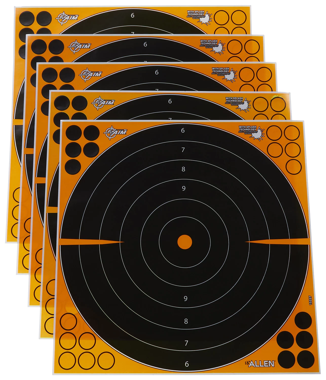 EZ-Aim 15227 Splash ReactiveSelf-Adhesive Paper Black/Orange 16″ Bullseye 5 Pack