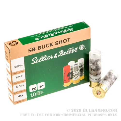 10 Rounds of 12ga 9P Ammo by Sellier & Bellot -00 Buck