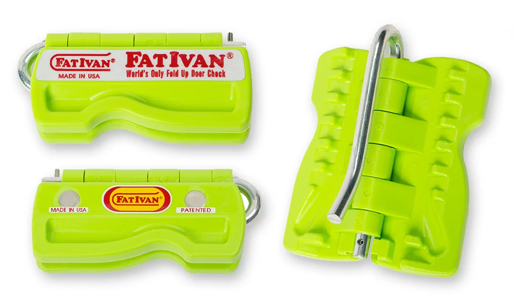Fat Ivan Block It and Lock It Door Chock with Magnets, Green with GLO Firestore Logo