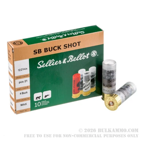 10 Rounds of 12ga Ammo by Sellier & Bellot -#4 Buck