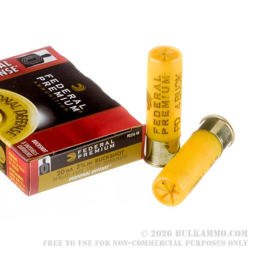 5 Rounds of 20ga Ammo by Federal Premium Personal Defense -#4 Buck