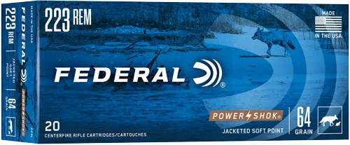 Federal 223L PowerShok Jacketed Soft Point JSP 64 Grain .223 Remington