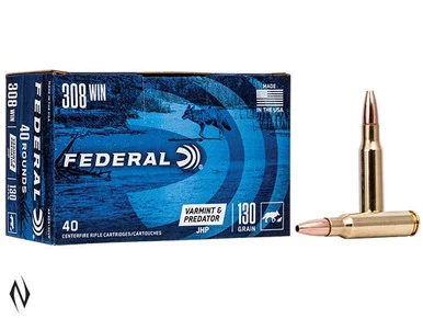 FEDERAL 308 WIN 130GR HP AE VARMINT 40 PK