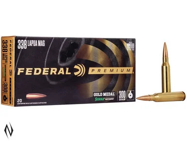 FEDERAL 338 LAPUA 300GR MATCHKING BTHP GOLD MEDAL
