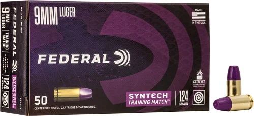 Federal AE9SJ4 Syntech LEAD-FREE Training Match Total Syntech Jacket Flat Nose124 Grain 9mm Luger/Parabellum