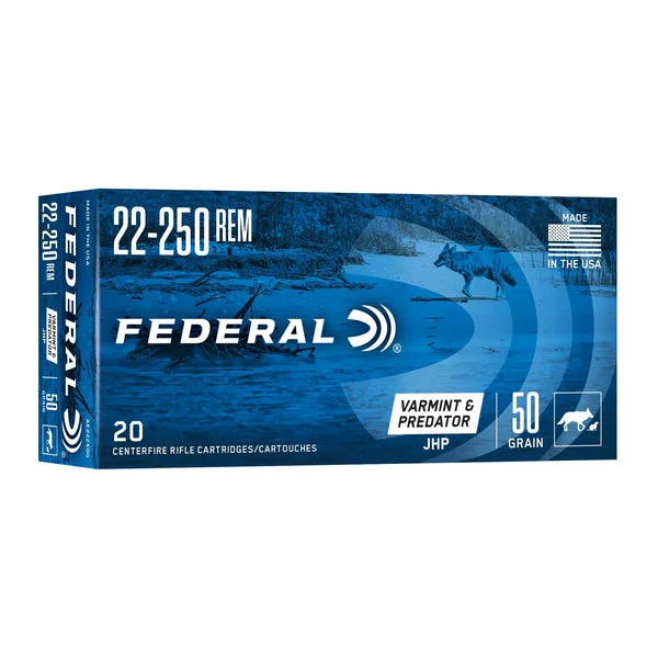 FEDERAL AMERICAN EAGLE 22-250 50GR JHP 20RD