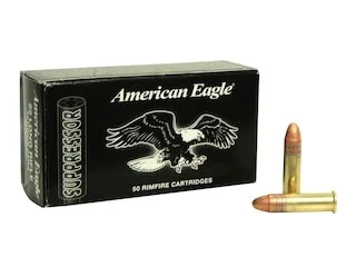 Federal American Eagle Suppressor Ammunition 22 Long Rifle 45 Grain Copper Plated Lead Round Nose