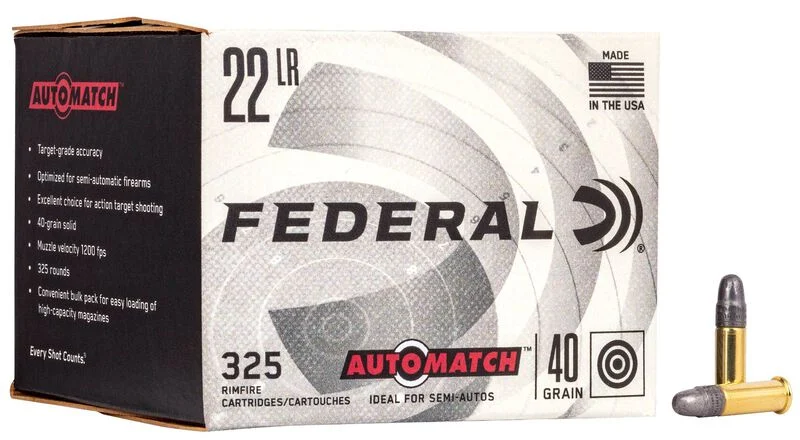 Federal AutoMatch .22 LR 40 gr LRN – Consistent Performance for Semi-Autos| 3250 Rounds