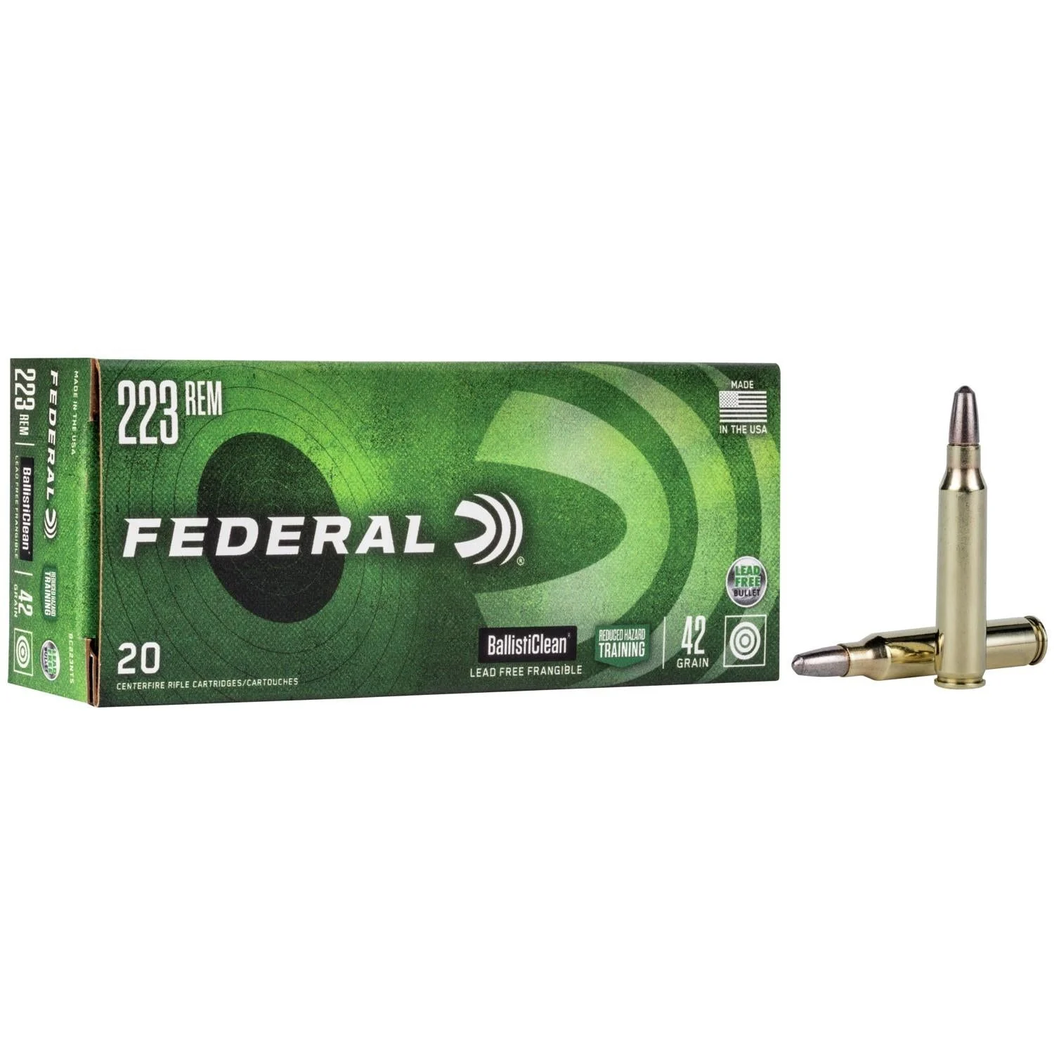 Federal BC223NT5 Ballisticlean Reduced Hazard Training Lead Free Frangible42 Grain .223 Remington