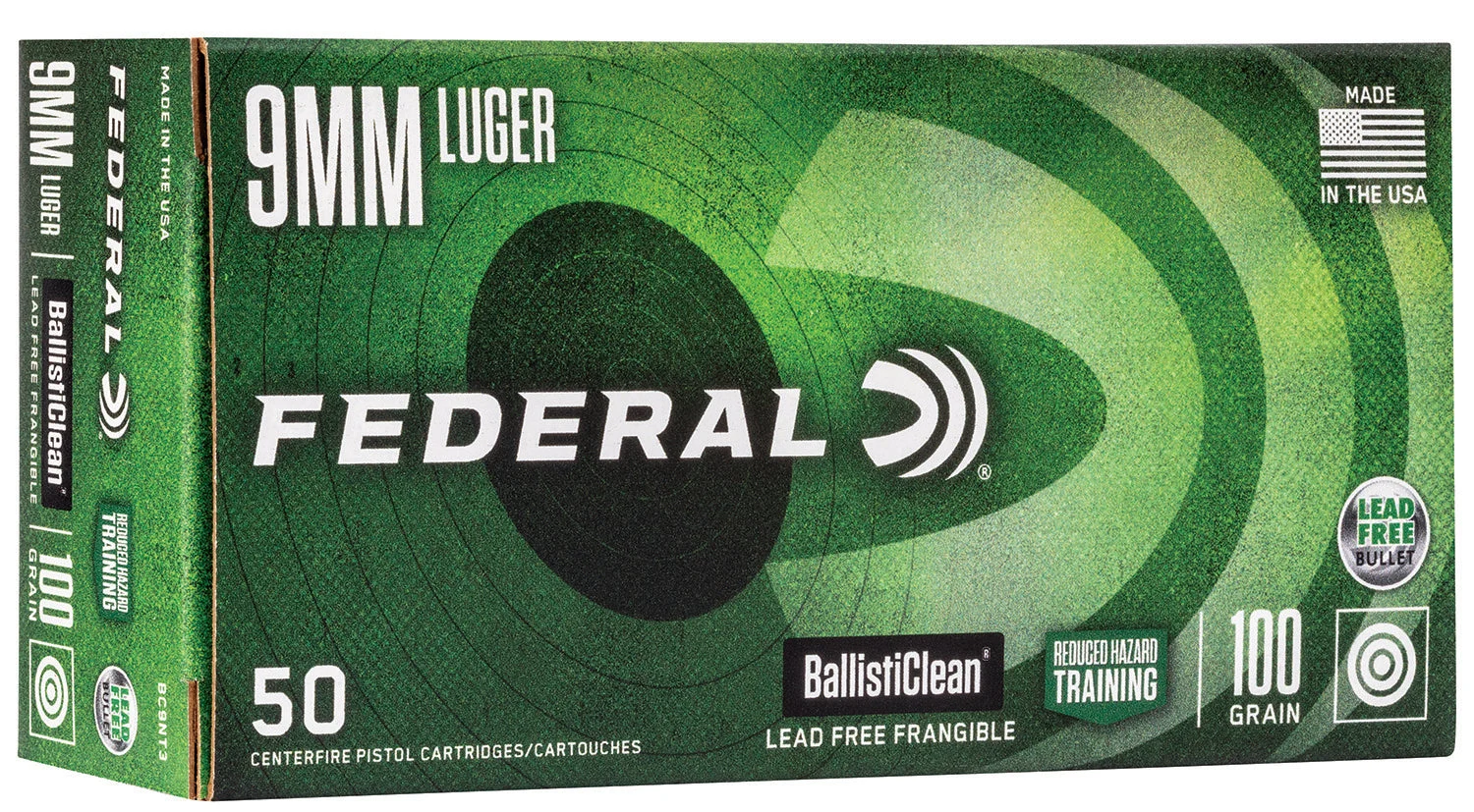 Federal BC9NT3 BallistiClean Reduced Hazard Training Lead-Free Frangible100 Grain 9mm Luger/Parabellum