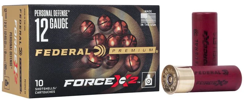 Federal Force X2 12 Gauge 2 3/4″ Buckshot – 6 Split Pellets for Defense | 10 Rounds