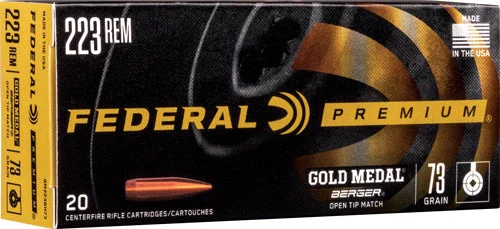 Federal GM223BH73 Premium Gold Medal Berger Open Tip Match73 Grain .223 Remington