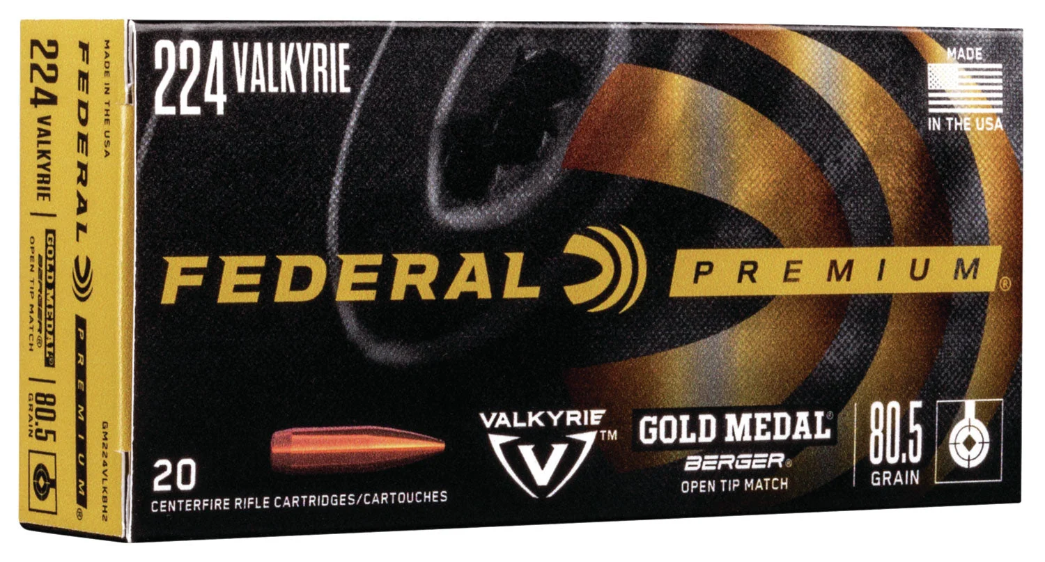 Federal GM224VLKBH2 Premium Gold Medal Berger Open Tip Match81 Grain .224 Valkyrie