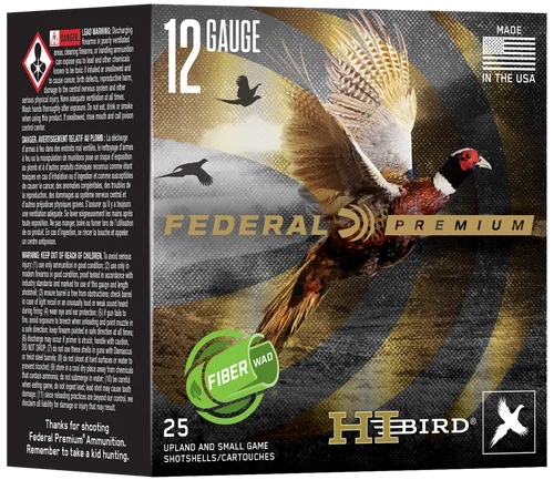 Federal Hi-Bird Fiber Wad 12 Ga, 2.75", 1 1/4 oz, Bismuth Shot, 25rd Box