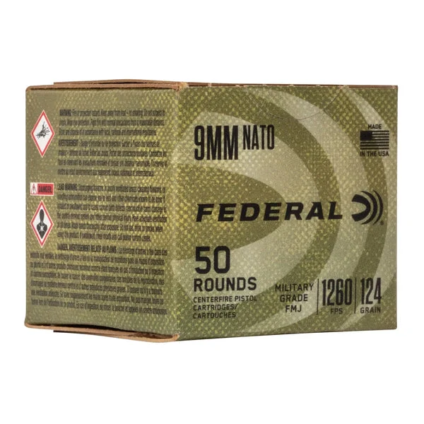 FEDERAL MIL-GRADE 9MM 124GR FMJ 50RD