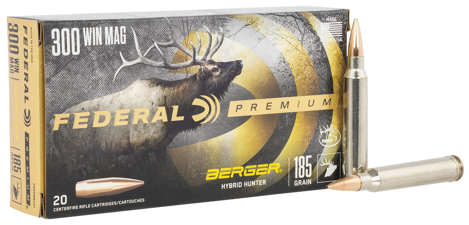 Federal P300WBCH1 Premium Berger Hybrid Hunter185 Grain .300 Winchester Mag