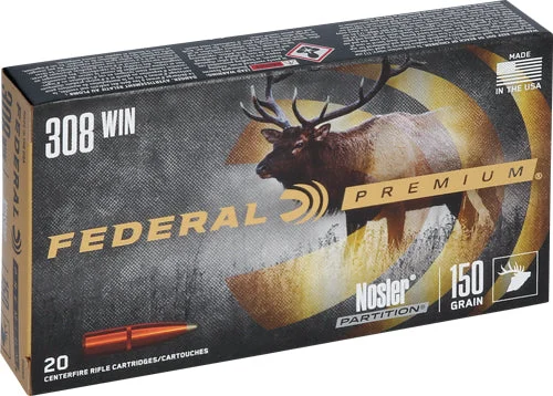 Federal P308S Premium Nosler Partition150 Grain .308 Win / 7.62x51mm