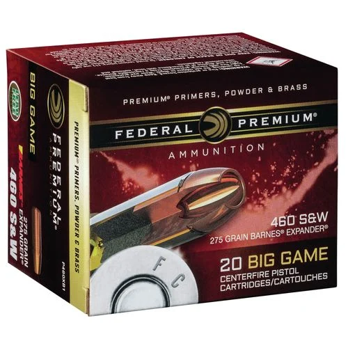 Federal P460XB1 Premium 460 S&W Mag 275 gr Barnes Expander BRX 20 Bx/ 10 Cs