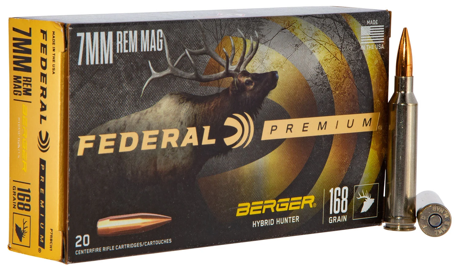 Federal P7RBCH1 Premium Berger Hybrid Hunter168 Grain 7mm Remington Mag