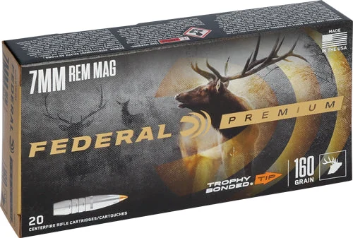 Federal P7RTT1 Premium Bonded Hollow Point Trophy Bonded Tip160 Grain 7mm Remington Mag