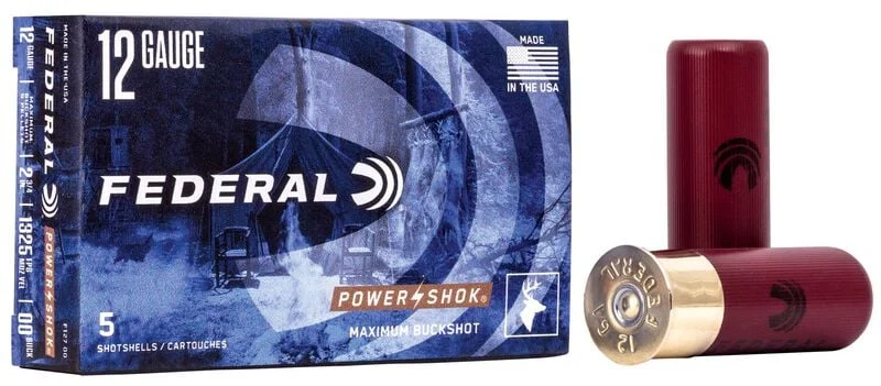 Federal Power-Shok 12 Gauge 2 3/4″ 00 Buckshot – 9 Pellets for Hunting & Defense