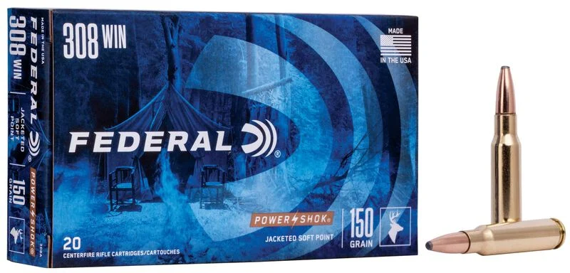 Federal Power-Shok .308 Win JSP 150 gr – Hunting Ammo | 200 Rounds: