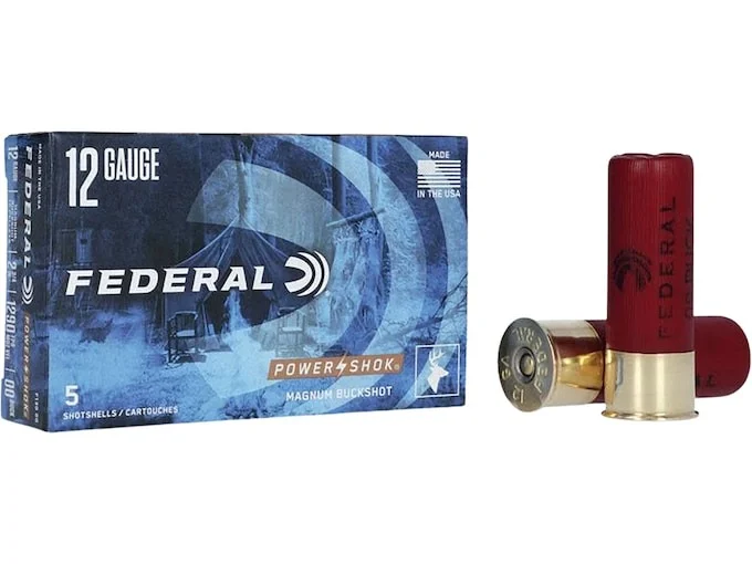 Federal Power-Shok Ammunition 12 Gauge 2-3/4″ Buffered 00 Buckshot 12 Pellets